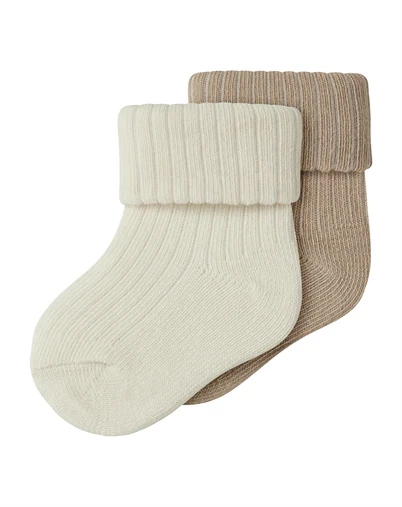 Name It - NBNNugat 2P Strømper - Antique White/Sesame
